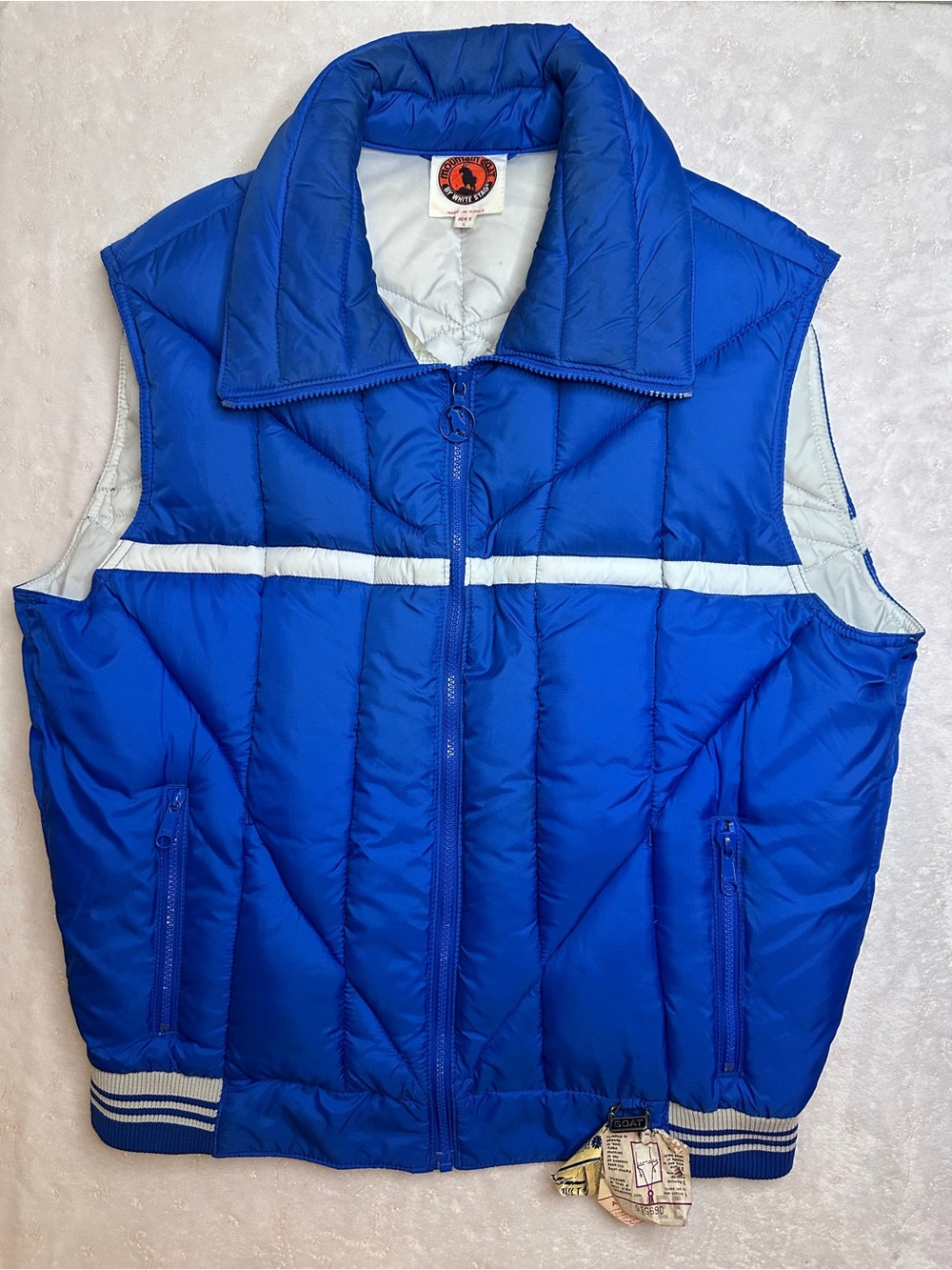 Vintage 1970s Mountain Goat by White Stag Puffer Vest Blue White Men’s L Down
